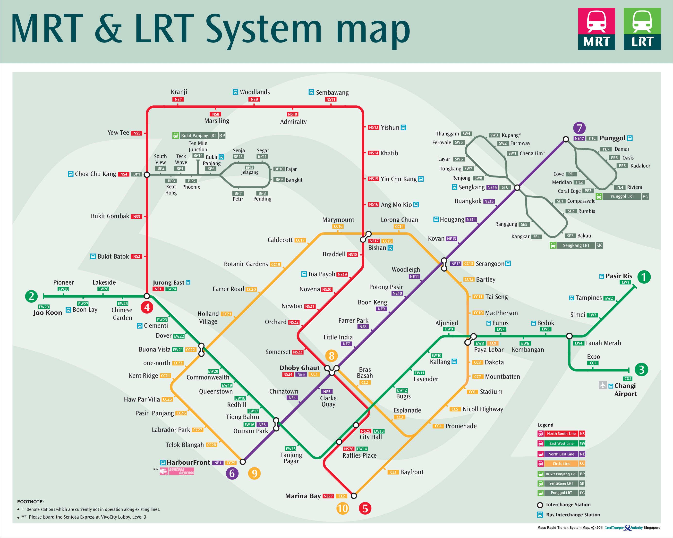 MRT map from 2011
